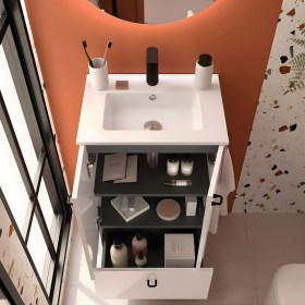 mobile bagno sospeso 50 cm interno ante e cassetto